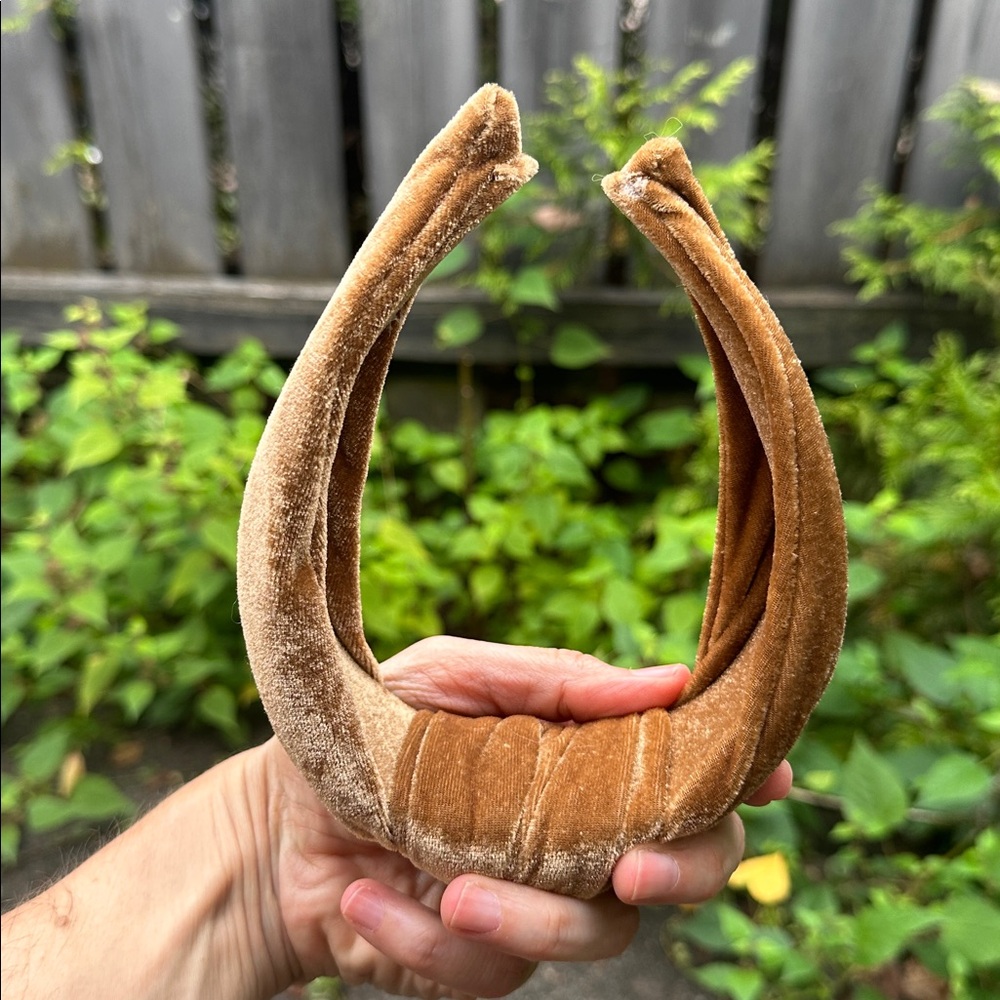 Velvet Tan Knotted Headband - Picture 4 of 10